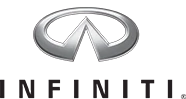 Infiniti logo featuring a silver, stylized oval with two lines meeting at a point in the center, placed above the word INFINITI in black, bold, uppercase letters.