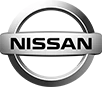 The Nissan logo, featuring the word NISSAN in bold, black letters across a horizontal silver bar, with a silver circular background.