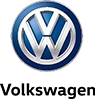 Volkswagen logo: a blue and silver circle with the letters V stacked above W in the center.